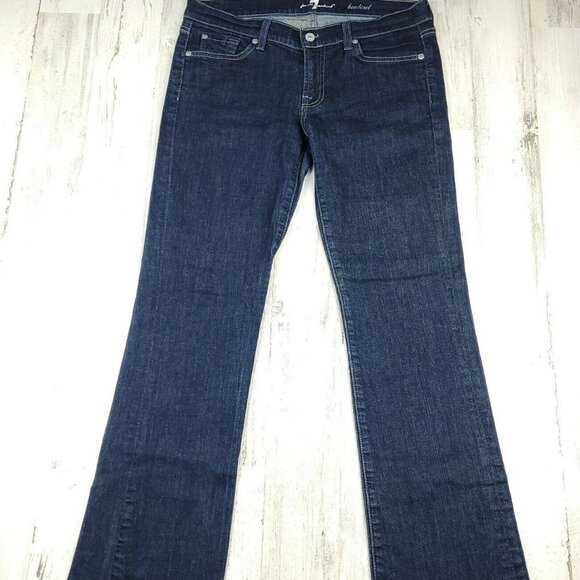 7 for all Mankind Women’s Jeans Bootcut Blue Dark Size 30 (32x31)EUC - Picture 1 of 11